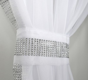 Upięcie do firan i zasłon, podwiązka z cyrkonii na woalu