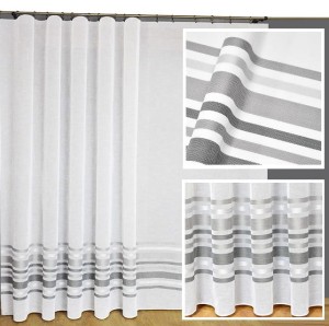 Etamina NATURA w pasy grafitowe z ołowianką na metry wysokość 300 cm