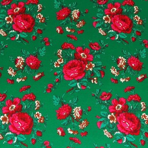 FOLK - Tkanina na metry róże ludowe zielone tło szer. 160 cm
