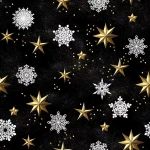 400 Tkanina świąteczna Śnieżynki czerń na metry szerokość 150 cm