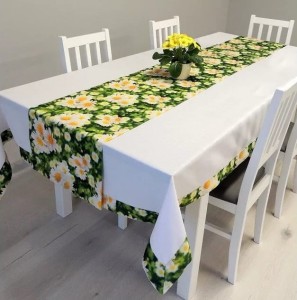 Obrus plamoodporny w komplecie z bieżnikiem - różne wymiary 