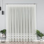 762  Gotowe firany krem z woalu w satynowe pasy z obciążnikiem - różne wymiary 