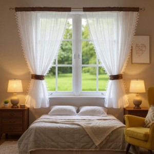 S130 - Firany nowoczesne Kokony 100 x 160 cm - 2 szt