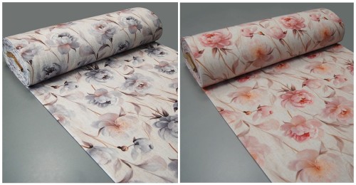 tkanina lnianopodobna kwiaty pastelowe róz,szary.jpg