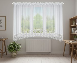 S137 - Gotowa firana z gipiurą 400 x 175 cm w łuk