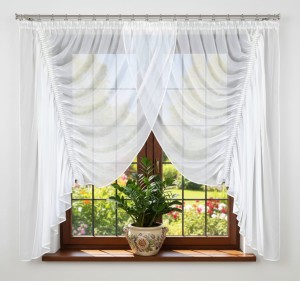 S37 - Firana woalowa w kolorze białym 300 x 150 cm