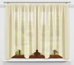 Michel 400 x 145 cm - firana woalowa w kolorze ecru z lamówką 