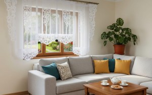 Firany Astor komplet paneli ażurowych 60x160 cm - 2 szt, 77x120 cm - 2 szt, 29x110 cm - 2 szt