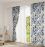 Velvet  kwiaty  pastel - Komplet zasłon 140  x 250 cm - 2 szt na taśmie 