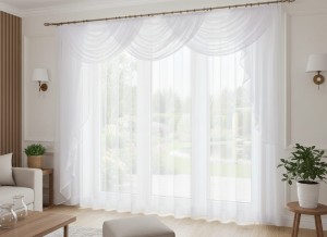 A21 - Elegancki komplet firana z lambrekinem 600 x 250 cm wzór 1