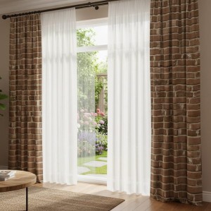 Cegła - Komplet zasłon 140 x 250 cm - 2 szt na taśmie