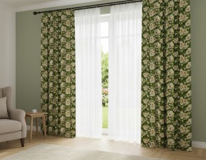 Stokrotki tkanina zasłonowa  na metry szerokość 150 cm odcienie zieleni