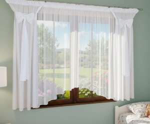 Komplet zasłon z kokardami + firana 300 x 160cm w łuk