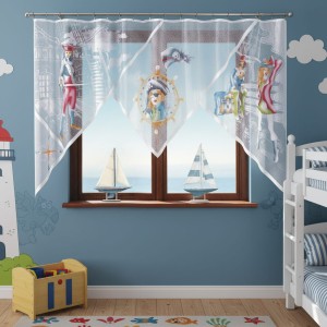 Gotowa firanka dla dzieci Piraci 300 x 160 cm - firana żakardowa