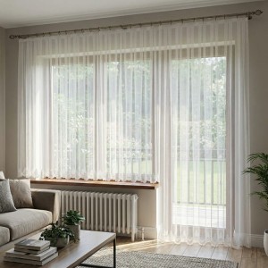 1214 Gotowe firany z markizety  haft na balkon 550x160 cm, 230x250 cm - śmietanka