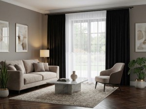 Komplet zasłon Milas z firaną Kornelią 500 x 250 cm - czarny