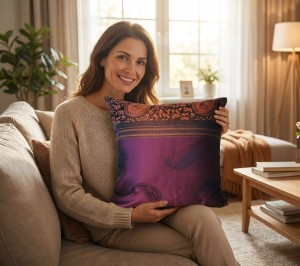 Poszewka dekoracyjna 40 x 40 cm z tkaniny zasłonowej - fiolet