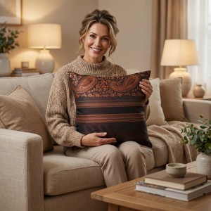 Poszewka dekoracyjna 40 x 40 cm z tkaniny zasłonowej - ciemna śliwka