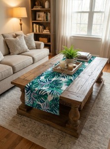 Bieżnik liście na ławe 50 x 135cm 