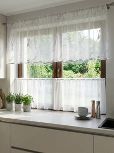 X69 Komplet firanek do kuchni 280x75 cm, 100x40 cm - 2szt. - biało srebrny