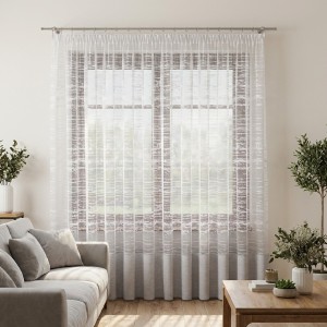 049 Firana żakardowa nabłyszczana biało - szara na metry wysokość 280 cm