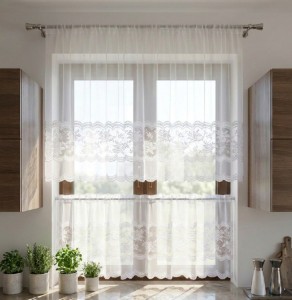 574 Gotowy komplet firan z tunelem 210x90 cm, 105x50 cm - 2 szt. 